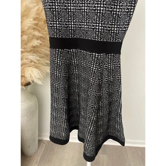 Kate Spade Out West Mod Black Plaid Knit Sleeveless Sweater Dress XS A Line Mini - Picture 5 of 9